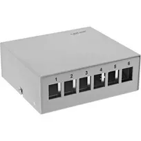InLine dėžutė konsolidavimo taškui ant stalo 6x Keystone RJ45, metalinė, RAL7035