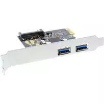 InLine 2 prievadų USB 3.0 pagrindinės plokštės valdiklio kortelė su SATA pagalbiniu maitinimo prievadu PCIe
