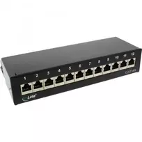 InLine Patch Panel Cat.6A stalo / sienos montavimui 12 prievadų juodas RAL9005