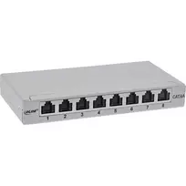 InLine Patch panel Cat.6A 0,5U 8 prievadų, stalas/siena/bėgelis, pilka, apsauga nuo dulkių
