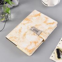 Password Notebook Leather Texture Personal Diary Journal with Lock Code Thick Notepad Leather Office School Supplies Gift geltona