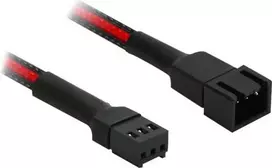 Nanoxia Single Sleeve - Verlängerungskabel für Lüfterspannungsversorgung - Molex, 3-polig (W) bis Molex, 3-polig (M) - 30 cm - Schwarz, Rot