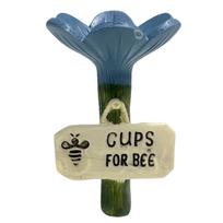 Bee Bath with Flower Design Bee Pollinator Feeder Drinking Cup for Thirsty Pollinators  for Outdoor Garden Yard Decor mėlyna