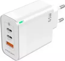 PEDEA Fast Charger „Triple“ 65W GaN USB-C PD USB-A baltas – maitinimo adapteris, USB Type C