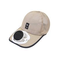 New Breathable Sunhat with Solar Fan USB Charging Full Mesh Baseball Cap Quick Dry Sun Protection Sun Visor Hat Summer smėlis