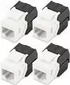 DIGITUS CAT 6 Keystone Jack neekranuotas 4 vnt. Plokščias Juodas Baltas RJ-45