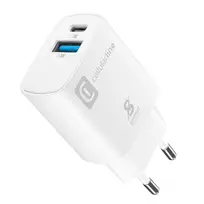 Cellularline dviejų prievadų kelioninis įkroviklis, skirtas Samsung, PD 25W, baltas