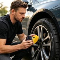 50g Tire Shine Restorer Coating Paste with Sponge Wheel Trim Restorer Wax for Indoor Outdoor Garage Cars Wheel Automotive 50g