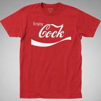 ENJOY COCK T-Shirt womens cola OFFENSIVE coca joke gag pop soda TEE PARODY XXL