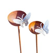 Rusty Adjustable Metal Bird Feeder Easy To Install Bird Baths Feeder Bowl for Lawn Yard Patio Landscaping Outdoor Decor