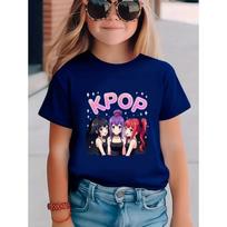 Kpop Cartoon Print Graphic Kids T-Shirts Funny Gift for Fans Harajuku T-Shirts Summer Tops Short Sleeve Tops Children's Clothing 170