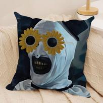 Movie Horror T-Terrifier Cushion Cover Soft Plush Fabric Double-Sided Printed Sofa Cushion Cover For All Seasons Home Decor Gift Peach skin 18*18(CM)-1Pcs
