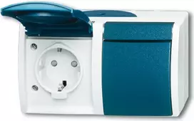 BUSCH JAEGER 20/2 EBW-53 - Kištukinis lizdas CEE 7/3 - 2P+E - Mėlyna - Balta - IP44 - 250 V - 16 A