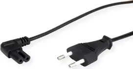 VALUE Netzkabel Euro-Flachstecker auf C7 gewinkelt, 2polig, schwarz, 1,8 m