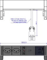 Bachmann DESK 2 elektros ilgintuvas, 2 J tipo (T13) lizdai, USB-A/USB-C