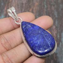 Lapis Lazuli Gemstone Handmade Jewelry Solid 925 Sterling Silver Pendant For Thanksgiving 2.56 Inches mėlyna