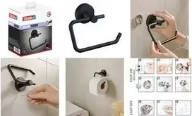 Tesa Moon Black Toilettenpapierhalter matt inkl. Klebelösung
