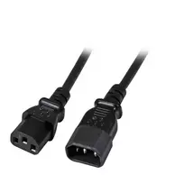 EFB-Elektronik IEC maitinimo ilginimo laidas C14 180° - C13 180°, juodas, 1,0 m, 3 x 0,75 mm²