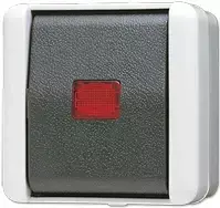 Jung 806 KOW 1P vienpolis grandinės pertraukiklis/jungiklis, 250 V AC, 10 A, juoda/balta
