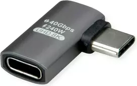 ROLINE USB4 40G Type C adapteris ST/BU 90° plokščias aliuminis (12.03.2932)