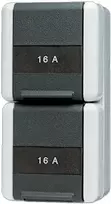 Įleidžiama rozetė JUNG 822 NAW – F tipas, 75×151×58 mm, juoda/permatoma/balta