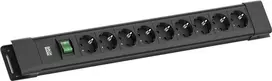 Bachmann CONNECTUS 9x kištukinis lizdas CEE7/3 su 1x jungikliu, 2,0 m laidas, CEE7/7 kištukas — Juoda