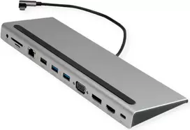 VALUE USB 3.2 Gen 2 Type C kelių prievadų stotelė, 4K HDMI/DP, VGA, USB, kortelių skaitytuvas, PD, LAN, garsas (12.99.1117)