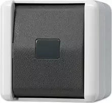 Jungiklis mygtukinis JUNG 833 W — juoda/balta, IP44, 250 V AC, 10 A