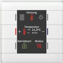 MDT BE-GT2TW.02 Glastaster II Smart stiklinis mygtukinis jungiklis su spalvotu ekranu ir temperatūros davikliu, baltas