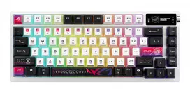 Mechaninė žaidimų klaviatūra ASUS ROG Azoth X — 75% išdėstymas, USB + RF belaidis + Bluetooth, RGB, riešų atrama, juoda/balta