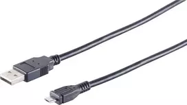 USB laidas S/CONN 14-11015 0,5 m USB A Micro-USB B juodas