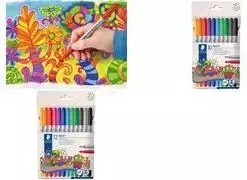 Flomasteriai Staedtler 320 C12 smulkus/vidutinis juoda, mėlyna, ruda, žalia, pilka, šviesiai mėlyna, šviesiai pilka, oranžinė, rožinė, raudona, violetinė, geltona