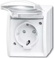 BUSCH JAEGER 20 EBW-54 - Kištukinis lizdas CEE 7/3 - 2P+E - Baltas - IP44 - 250 V - 16 A