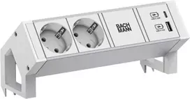 Bachmann DESK2 ALU WHITE 937.4022xCEE7/3 1xUSB A/C 22W 0,2m GST18