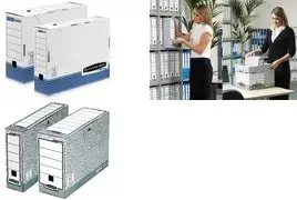 Fellowes archyvinė dėžė R-Kive PRIMA, balta-mėlyna (B)150 mm, iš 100% perdirbto kartono, 100% perdirbama (0027701)