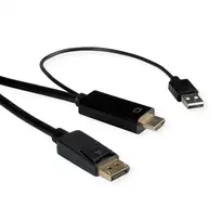 ROTRONIC-SECOMP Roline - Videokabel - HDMI, USB (nur Strom) männlich zu DisplayPort männlich - 2 m - abgeschirmt - Schwarz - unterstützt 4K 60 Hz (384