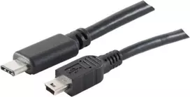 USB laidas S/CONN 77144-1.0 USB 2.0 1 m USB C – Mini-USB B juodas