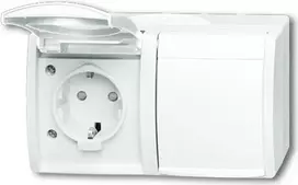 BUSCH JAEGER 2084-0-0723 - CEE 7/3 kištukinis lizdas, 2P+E, baltas, IP44, 250 V, 16 A