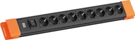 Bachmann CONNECTUS ilgintuvas su 9x CEE 7/3 kištukiniais lizdais, 1x jungikliu, 2,0 m kabeliu – juoda/oranžinė