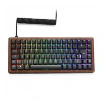 Mechaninė žaidimų klaviatūra Sharkoon SKILLER SGK50 S3 Wood PBT — FR išdėstymas, Gateron G Pro 3.0 Yellow jungikliai, medinė riešų atrama