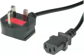 VALUE maitinimo laidas – BS 1363 (M) kampuotas į IEC 60320 C13 tiesų – 250 V AC, 10 A – 1,8 m – juodas