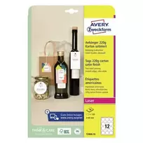 Kainų etiketės be lipniosios juostos Avery T2004-10, 120 vnt., balti, apvalūs, 6 cm
