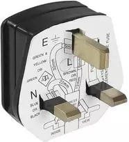 Bachmann 910.176 elektros kištukas, 3 kontaktų, 250 V AC, 13 A, juodas plastikinis korpusas