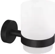 tesa 40566-00000-00 MOON BLACK Dantų šepetėlių stiklinė lipni Juoda (matinė), Stiklas satinuotas (40566-00000-00)