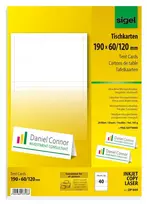 Lipnios etiketės be klijų Sigel DP049, 40 vnt., 190×60 mm, balta, 185 g/m²