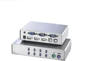 Value KVM ir USB jungiklis - 1 vartotojas - 2 kompiuteriai Klaviatūra/Vaizdas/Pelė (KVM) jungiklis sidabrinis (11.99.5845)