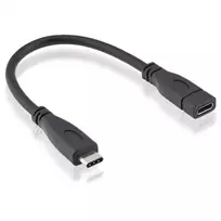Roline USB-C ilginimo laidas, USB-C (kištukas) į USB-C (lizdas), USB 3.1, 15 cm, juodas