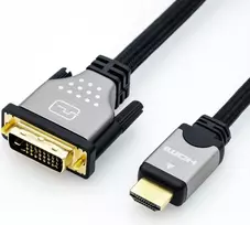 ROLINE 11.04.5872 – HDMI / DVI laidas, DVI-D (M) → HDMI (M), 3 m, ekranuotas, juodas/sidabrinis, palaiko 4K