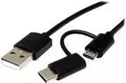 Roline USB laidas - Micro-USB B, USB-C (kištukas) į USB (kištukas) - USB 2.0 - 1 m - Juoda
