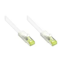 RJ45 jungiamasis laidas su Cat.7 neapdorotu kabeliu ir fiksatoriaus apsauga (RNS®), S/FTP, PiMF, halogenų neturintis, 600MHz, OFC, baltas, 0,25m, Good Connections® (8070R-003W)